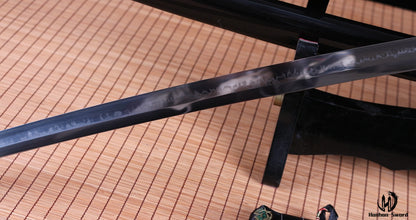 Katana à lame bleue en acier à haute teneur en carbone 1095, épée de samouraï japonais, épée complète noire 