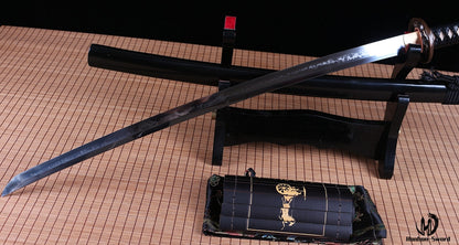 Katana à lame bleue en acier à haute teneur en carbone 1095, épée de samouraï japonais, épée complète noire 