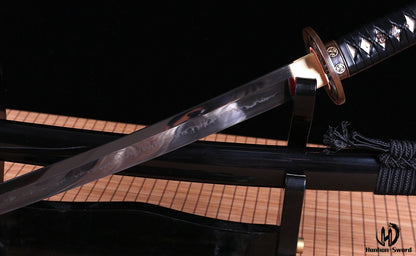 Katana à lame bleue en acier à haute teneur en carbone 1095, épée de samouraï japonais, épée complète noire 