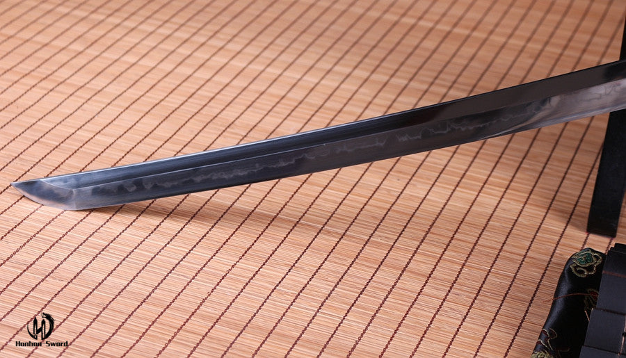 Katana à lame bleue en acier à haute teneur en carbone 1095, épée de samouraï japonais, épée complète noire 