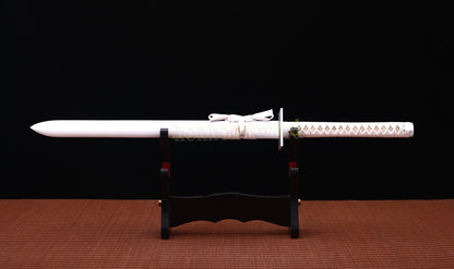 T10 Steel Clay Tempered White Ninjato Japanese Ninja Sword Chokuto Full Tang Battle Ready Real Hamon