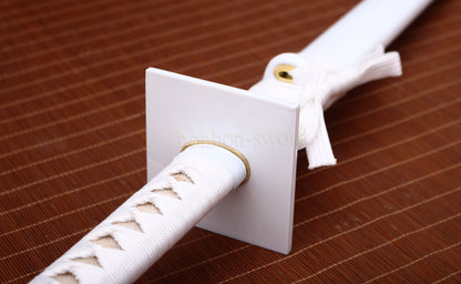 T10 Steel Clay Tempered White Ninjato Japanese Ninja Sword Chokuto Full Tang Battle Ready Real Hamon
