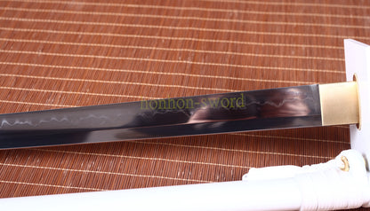 T10 Steel Clay Tempered White Ninjato Japanese Ninja Sword Chokuto Full Tang Battle Ready Real Hamon