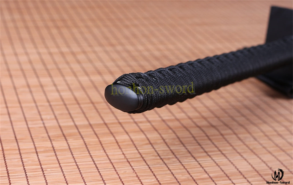 T10 Steel Clay Tempered Ninjato Japanese Ninja Sword Chokuto Full Tang Battle Ready Real Hamon Black