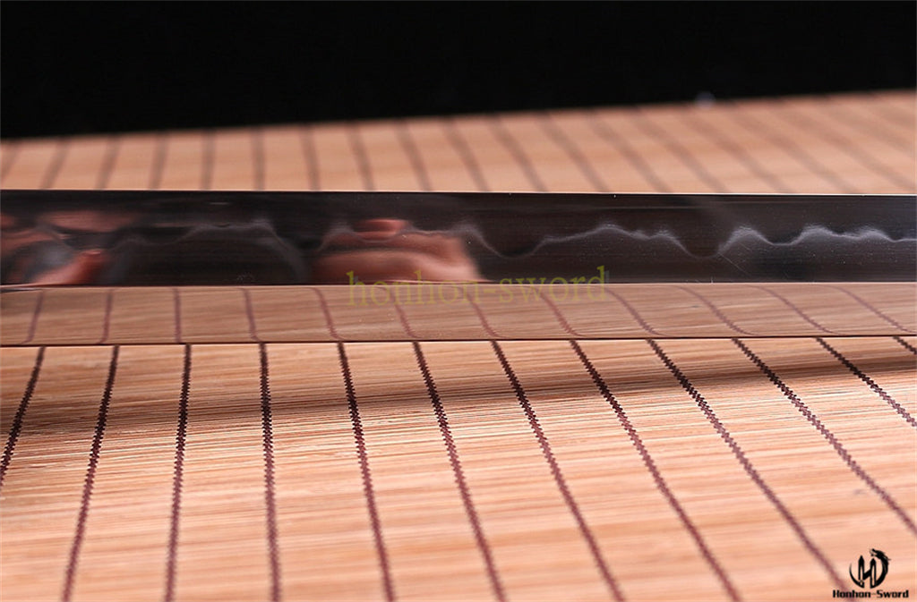 T10 Steel Clay Tempered Ninjato Japanese Ninja Sword Chokuto Full Tang Battle Ready Real Hamon Black