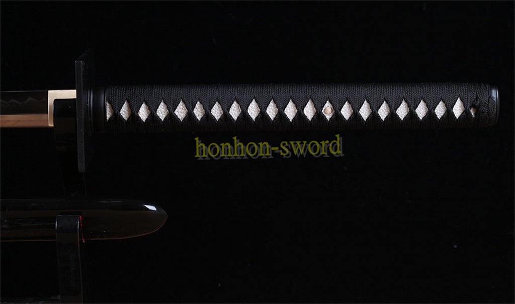T10 Steel Clay Tempered Ninjato Japanese Ninja Sword Chokuto Full Tang Battle Ready Real Hamon Black