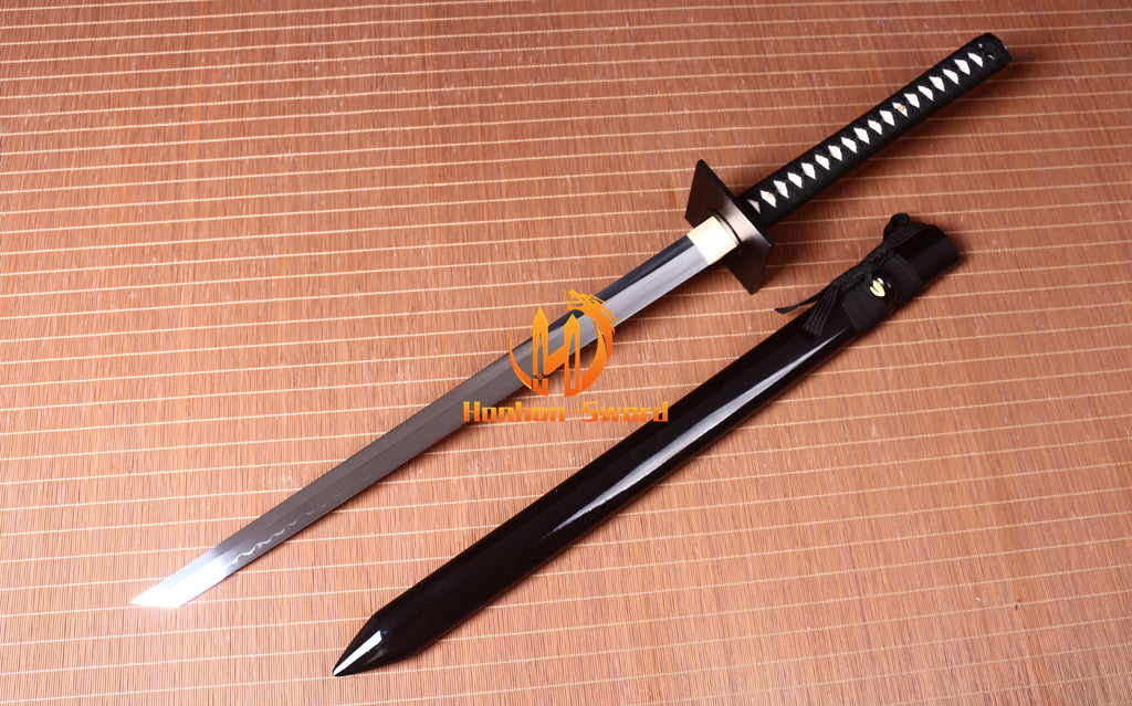 1095 Kohlenstoffstahl Katana Blaue Klinge Japanisches Samurai-Schwert Full Tang Schwarz 