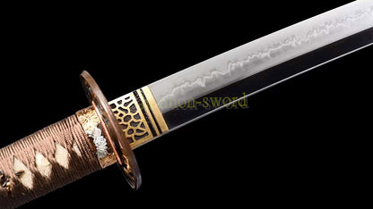 1095 Kohlenstoffstahl Katana Blaue Klinge Japanisches Samurai-Schwert Full Tang Schwarz 