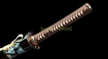 1095 Kohlenstoffstahl Katana Blaue Klinge Japanisches Samurai-Schwert Full Tang Schwarz 