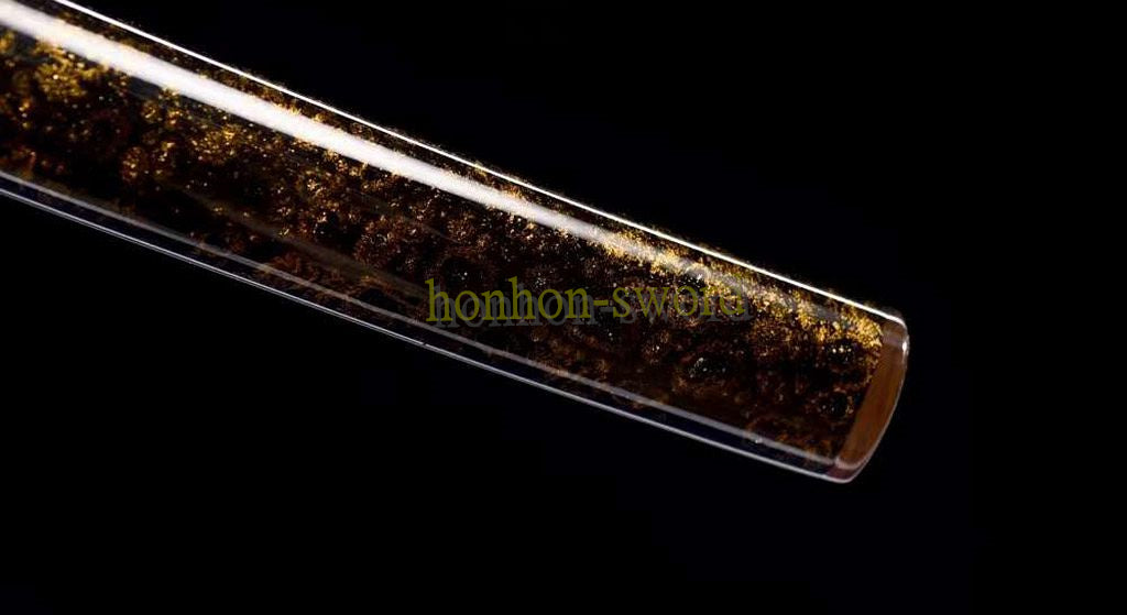 1095 Kohlenstoffstahl Katana Blaue Klinge Japanisches Samurai-Schwert Full Tang Schwarz 