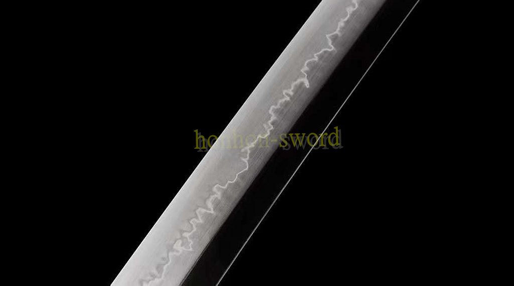 1095 Kohlenstoffstahl Katana Blaue Klinge Japanisches Samurai-Schwert Full Tang Schwarz 