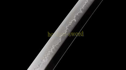 1095 Kohlenstoffstahl Katana Blaue Klinge Japanisches Samurai-Schwert Full Tang Schwarz 