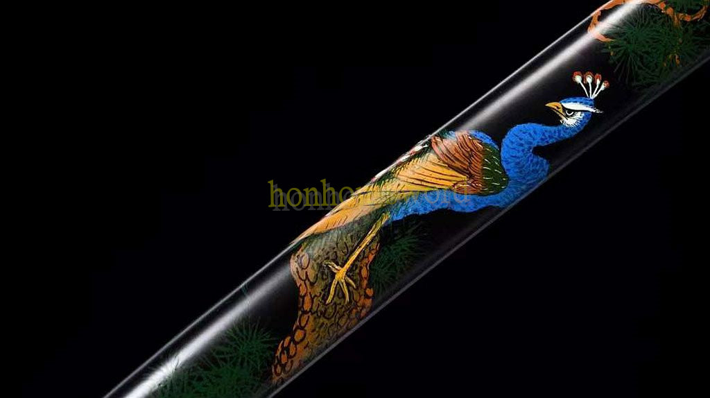 T10 Clay Tempered Katana Mirror Polished Japanese Samurai Sword Hand Painting Ox Horn Saya Black
