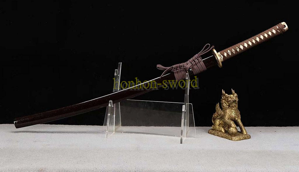 Katana à lame bleue en acier à haute teneur en carbone 1095, épée de samouraï japonais, épée complète noire 