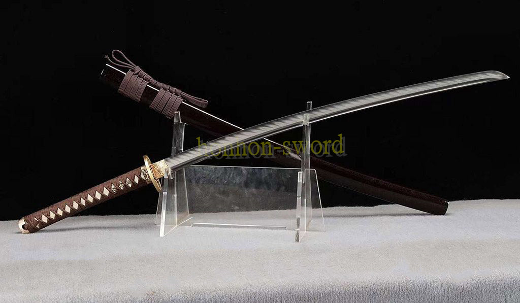 Katana à lame bleue en acier à haute teneur en carbone 1095, épée de samouraï japonais, épée complète noire 