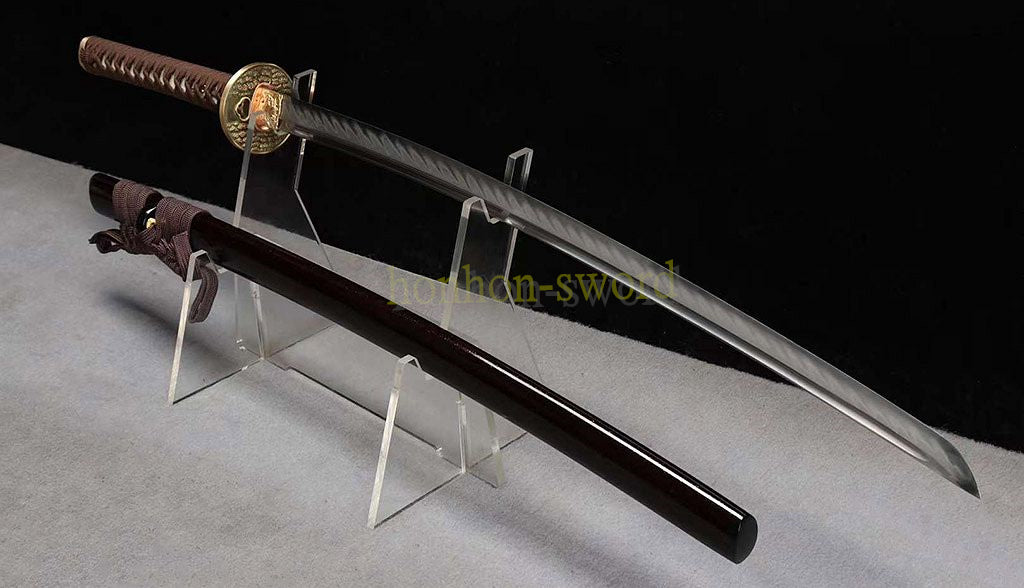 Katana à lame bleue en acier à haute teneur en carbone 1095, épée de samouraï japonais, épée complète noire 
