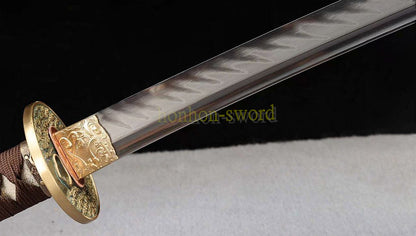 Katana à lame bleue en acier à haute teneur en carbone 1095, épée de samouraï japonais, épée complète noire 