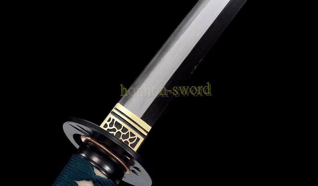 T10 Steel Clay Tempered Katana Real Hamon KAMASU-Kissaki Japanese Samurai Sword Battle Ready Green