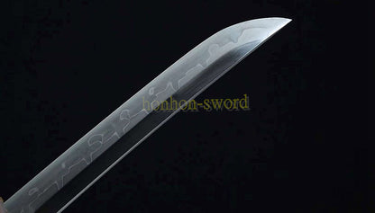 1095 Kohlenstoffstahl Katana Blaue Klinge Japanisches Samurai-Schwert Full Tang Schwarz 