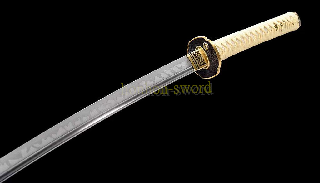 T10 Steel Clay Tempered Katana Real Hamon Japanese Samurai Sword Battle Ready Brown