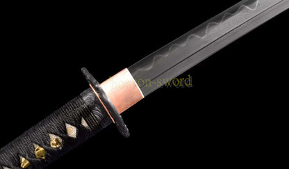 Wootz Steel Clay Tempered Katana Japanese Samurai Sword Battle Ready Red