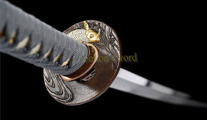 T10 Steel Clay Tempered Wakizashi Hadori Polishing Japanese Samurai Sword for Battle Grey