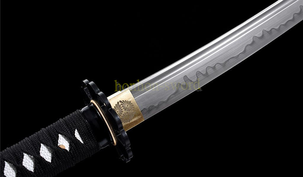 T10 Steel Clay Tempered Wakizashi Japanese Samurai Sword for Battle with Bo-hi Red