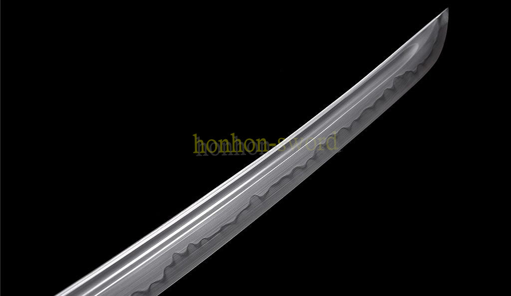 T10 Steel Clay Tempered Wakizashi Japanese Samurai Sword for Battle with Bo-hi Red