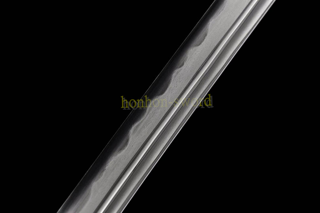 61 inch Wootz Steel Clay Tempered Miao Dao Chinese Traditional Dao Sword Full Rayskin Sheath Black