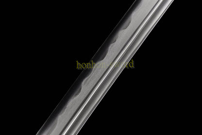 61 inch Wootz Steel Clay Tempered Miao Dao Chinese Traditional Dao Sword Full Rayskin Sheath Black