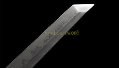 T10 Steel Clay Tempered Tanto Japanese Chokuto Samurai Short Sword KAMASU-Kissaki Gold