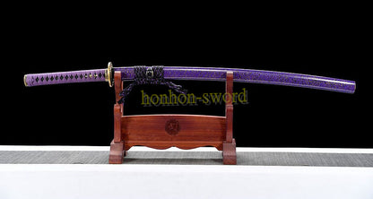 Katana à lame bleue en acier à haute teneur en carbone 1095, épée de samouraï japonais, épée complète noire 