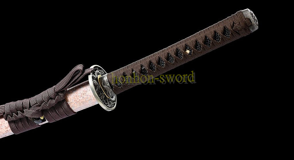 Katana à lame bleue en acier à haute teneur en carbone 1095, épée de samouraï japonais, épée complète noire 