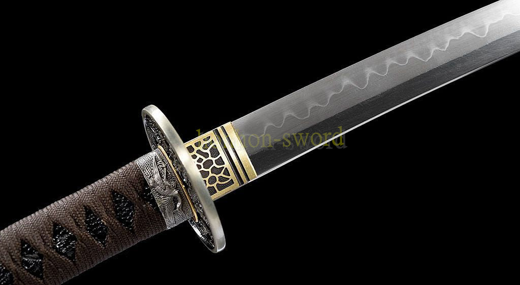 Katana à lame bleue en acier à haute teneur en carbone 1095, épée de samouraï japonais, épée complète noire 