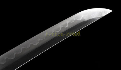 Katana à lame bleue en acier à haute teneur en carbone 1095, épée de samouraï japonais, épée complète noire 