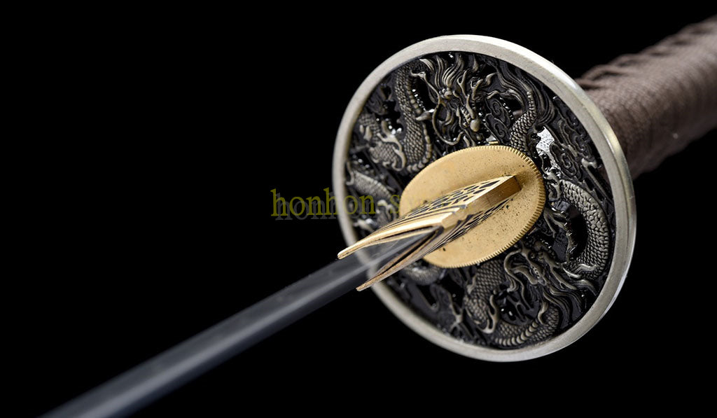 Katana à lame bleue en acier à haute teneur en carbone 1095, épée de samouraï japonais, épée complète noire 