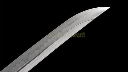 Unokubi Zukuri T10 Steel Clay Tempered Wakizashi Japanese Samurai Sword White