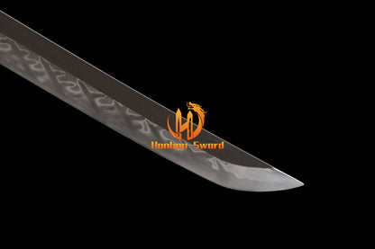 L6 Steel Clay Tempered Real Hamon Katana Japanese Samurai Sword Battle Ready Brown