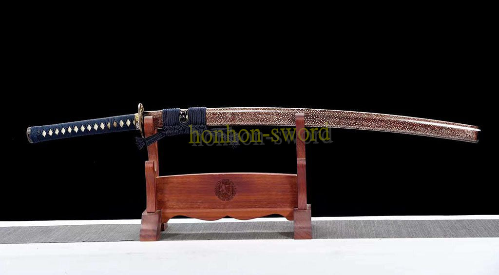 1095 Kohlenstoffstahl Katana Blaue Klinge Japanisches Samurai-Schwert Full Tang Schwarz 