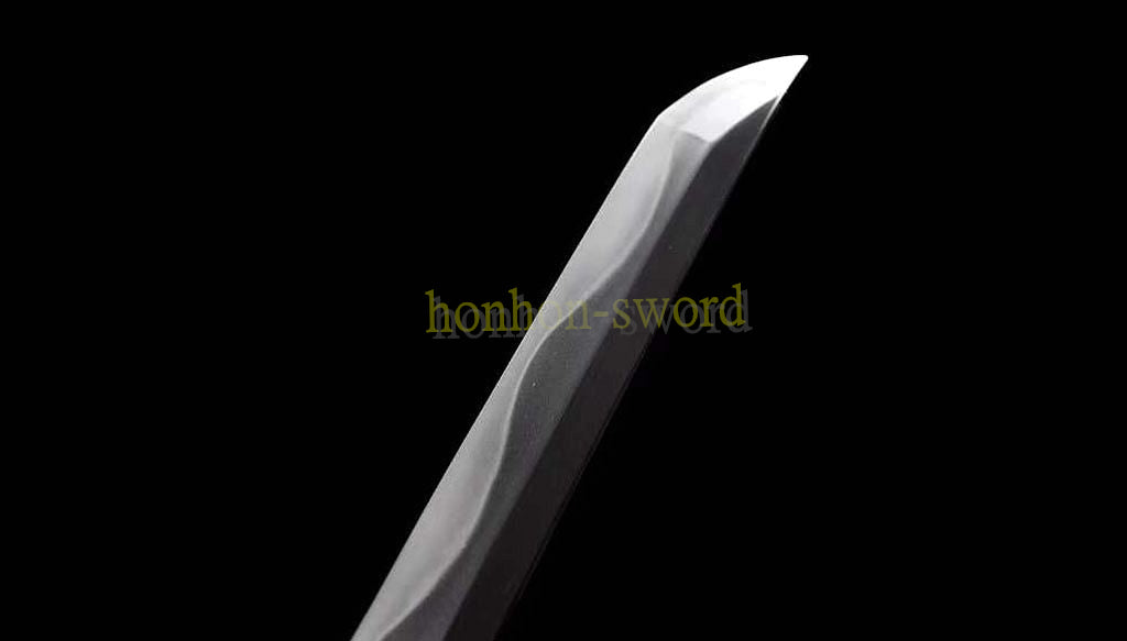 1095 Kohlenstoffstahl Katana Blaue Klinge Japanisches Samurai-Schwert Full Tang Schwarz 