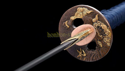 1095 Kohlenstoffstahl Katana Blaue Klinge Japanisches Samurai-Schwert Full Tang Schwarz 