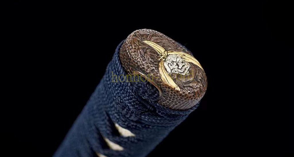 1095 Kohlenstoffstahl Katana Blaue Klinge Japanisches Samurai-Schwert Full Tang Schwarz 