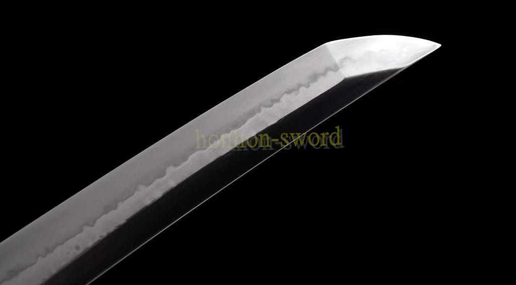 1095 Kohlenstoffstahl Katana Blaue Klinge Japanisches Samurai-Schwert Full Tang Schwarz 