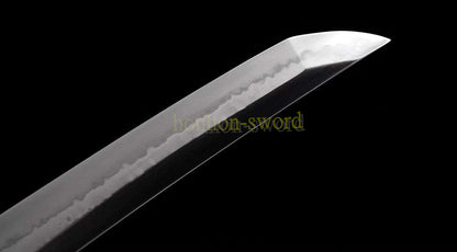 1095 Kohlenstoffstahl Katana Blaue Klinge Japanisches Samurai-Schwert Full Tang Schwarz 