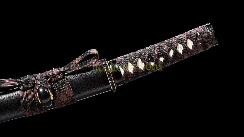 1095 Kohlenstoffstahl Katana Blaue Klinge Japanisches Samurai-Schwert Full Tang Schwarz 