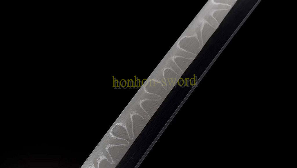 T10 Steel Clay Tempered Real Hamon Katana Japanese Samurai Sword Battle Ready Red