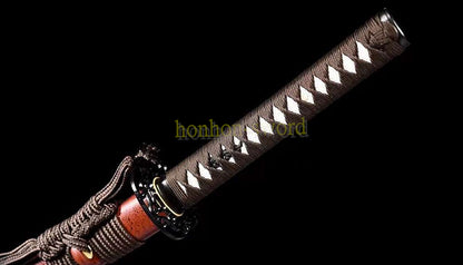 T10 Steel Clay Tempered Real Hamon Katana Japanese Samurai Sword Battle Ready Red