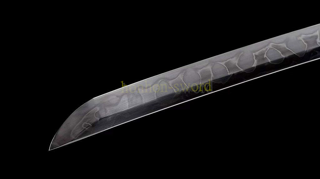 1095 Kohlenstoffstahl Katana Blaue Klinge Japanisches Samurai-Schwert Full Tang Schwarz 