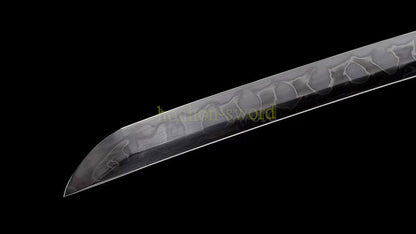 1095 Kohlenstoffstahl Katana Blaue Klinge Japanisches Samurai-Schwert Full Tang Schwarz 