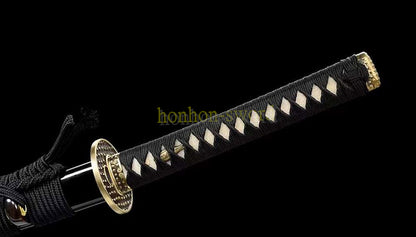 T10 Clay Tempered Katana Hand Polishing Japanese Samurai Sword Black Ox Horn Saya